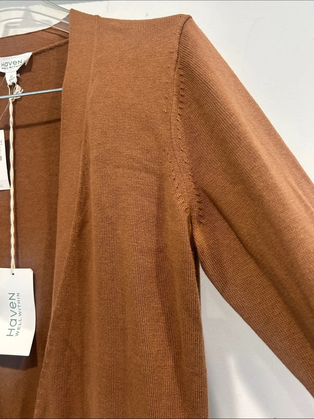 Haven luxe cashmere cotton Brown Tie-Front Open Cardigan Sweater XS women’s new